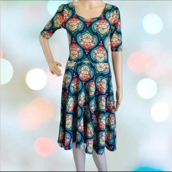 LuLaRoe Nicole Fit & Flare Dress Size Small - Picture 2 of 6